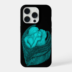 Angels Kissing, zwart en groen design iPhone 15 Pro Hoesje