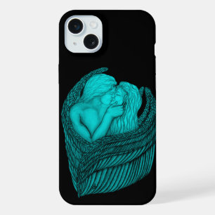 Angels Kissing, zwart en groen design iPhone 15 Plus Case
