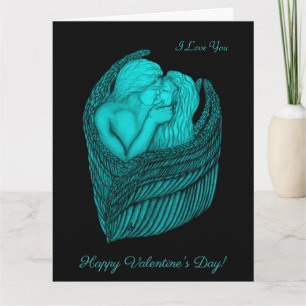 Angels Kissing, zwart en groen design Kaart