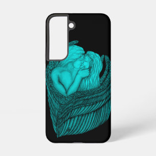 Angels Kissing, zwart en groen design Samsung Galaxy Hoesje
