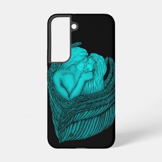 Angels Kissing, zwart en groen design Samsung Galaxy Hoesje (Achterkant)