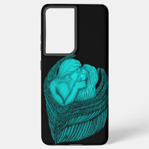 Angels Kissing, zwart en groen design Samsung Galaxy Hoesje