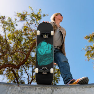 Angels Kissing, zwart en groen design Skateboard