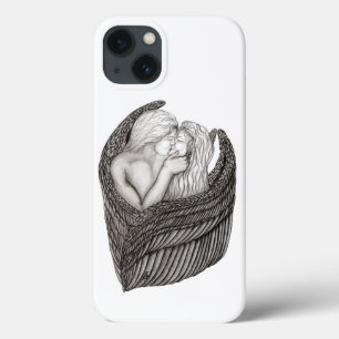 Angels Kissing, zwart-wit design iPhone 13 Hoesje