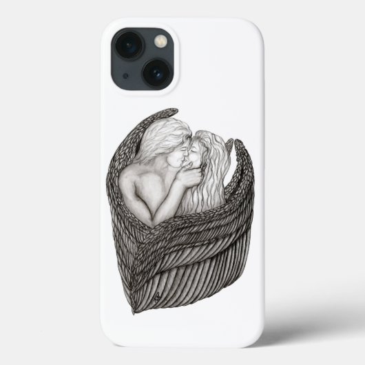 Angels Kissing, zwart-wit design Case-Mate iPhone Case (Achterkant)