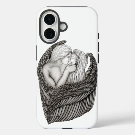 Angels Kissing, zwart-wit design Case-Mate iPhone Case (Achterkant)