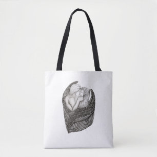Angels Kissing, zwart-wit design Draagtas