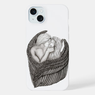 Angels Kissing, zwart-wit design iPhone 15 Plus Case