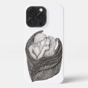 Angels Kissing, zwart-wit design iPhone 13 Pro Hoesje