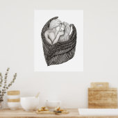 Angels Kissing, zwart-wit design Poster (Keuken)