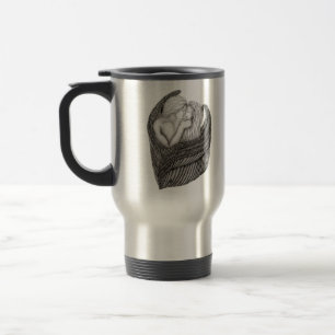 Angels Kissing, zwart-wit design Reisbeker