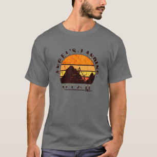 Angels Landing Utah 2022 Retro donkere afdrukken T-shirt