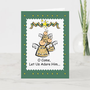 Angels met kerst, laat ons hem bewonderen feestdagen kaart