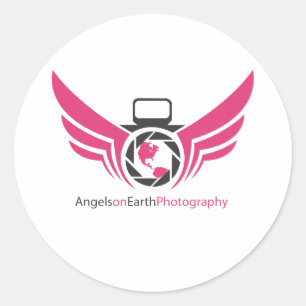 Angels on Earth photography logo Pink.pdf Ronde Sticker