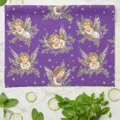 Angels paarse patroon Theedoek (Gevouwen)