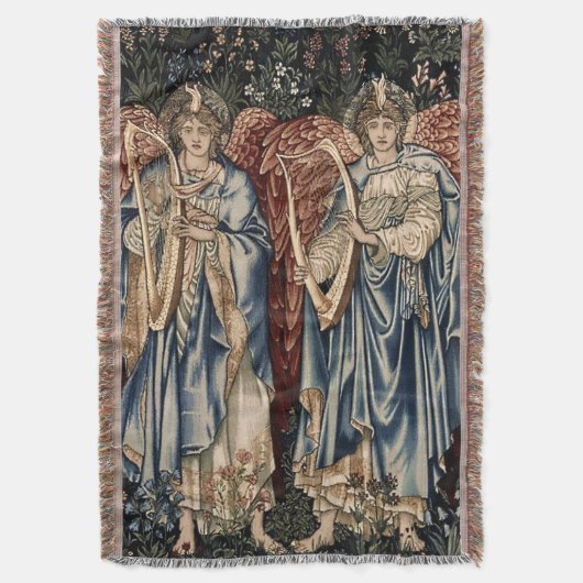 "Angels Praising" van Edward Burne-Jones Deken (Voorkant Verticaal)