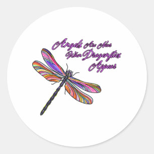 Angels verschijnen wanneer de libellen dichtbij zi ronde sticker