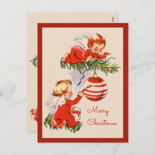 Angels versieren het Briefkaart van de kerstboom