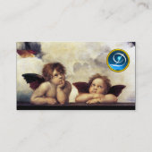 ANGELS Winged Cherubs Monogram Blue Sapphire black Visitekaartje (Achterkant)