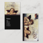 ANGELS Winged Cherubs Monogram zwart Visitekaartje (Voorkant / Achterkant)
