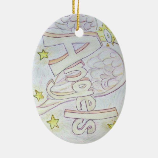 Angels Word Art Custom Hanger Ornamenten (Achterkant)