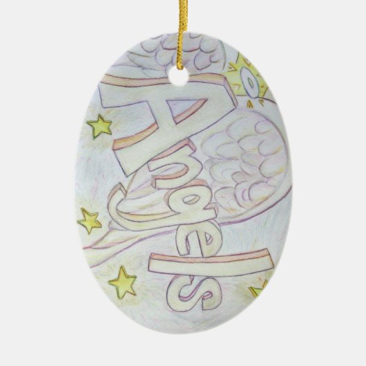 Angels Word Art Personnalisé Pendentif Ornements (Devant)