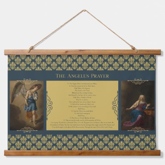 Angelus Gebed met engel Gabriël en Maria Hangend Wandkleed (Voorkant)