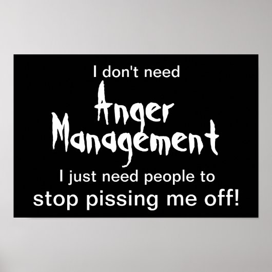 Anger Management Poster - Witte tekst op zwart (Voorkant)