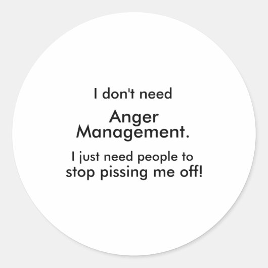 Anger Management  Ronde Sticker (Voorkant)