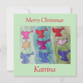 Anges avec trompettes Carte de Noël plat (Devant)