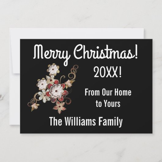 Anges, bijoux et fleurs mousseuses Carte de Noël (Devant)