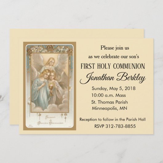 Anges célestes Première Communion Invitations (Devant / Derrière)