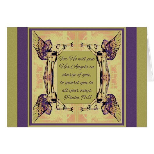 Anges chargés, carte de note Parakaleo or violet (Devant Horizontal)