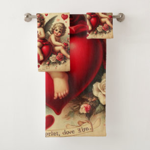 Anges Cherub Vintage et cœurs rouges 