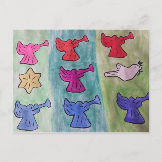 Anges de Noël avec trompettes Cartes postales (Devant)