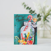 Anges de Noël rétro et carte postale de bonbons (Debout devant)