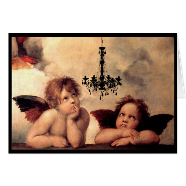 Anges de Sistine Madonna regardant un lustre (Devant horizontal)