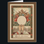 Anges eucharistes du prêtre catholique<br><div class="desc">Il s'agit d'une belle image vintage catholique traditionnelle des mains du prêtre tenant l'Eucharistie avec des anges dans l'adoration. Le texte latin ci-dessous est VENITE ADOREMUS... O VENEZ ADORE</div>
