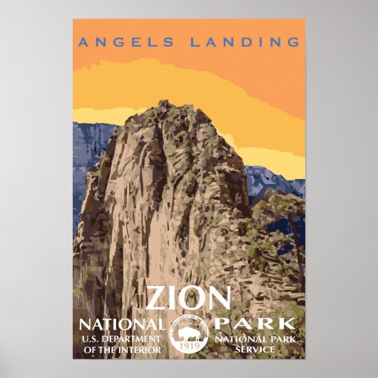 Anges Landing Zion National Park Affiche de voyage (Devant)