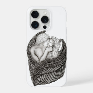 Anges qui s'embrassent, design noir et blanc