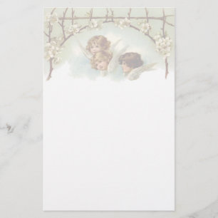 Anges vintages et papeterie de fleurs