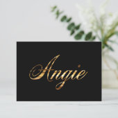Angie gold Design Lettering Karte (Staand voorkant)