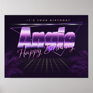 Angie Nom Vorname lila retro Poster Geburtstag