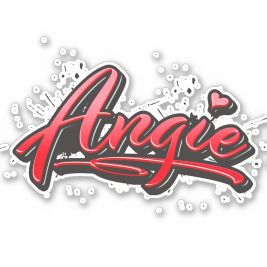 Angie red Heart Graffiti Aufkleber Sticker (Voorkant)