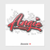 Angie red heart graffiti Autocollants (Feuille)