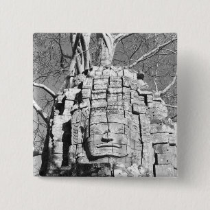 Angkor Cambodja, Hoofd Ta Som Tempel Vierkante Button 5,1 Cm