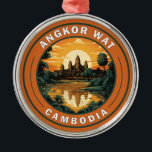 Angkor Vat Cambodge - Badge d'Art Voyage<br><div class="desc">Image vectorielle Angkor Vat. Angkor Wat est un complexe de temples au Cambodge qui est considéré comme la plus grande structure religieuse au monde par Guinness World Records. Il est situé dans l'ancienne capitale khmère d'Angkor,  dans le nord du Cambodge.</div>