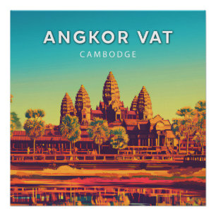 Angkor Vat, Cambodja, Poster in retro-chic stijl Perfect Poster