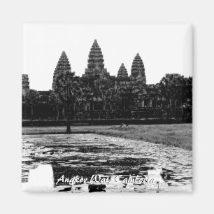 Angkor Wat Cambodia Black & White Magnet Magneet