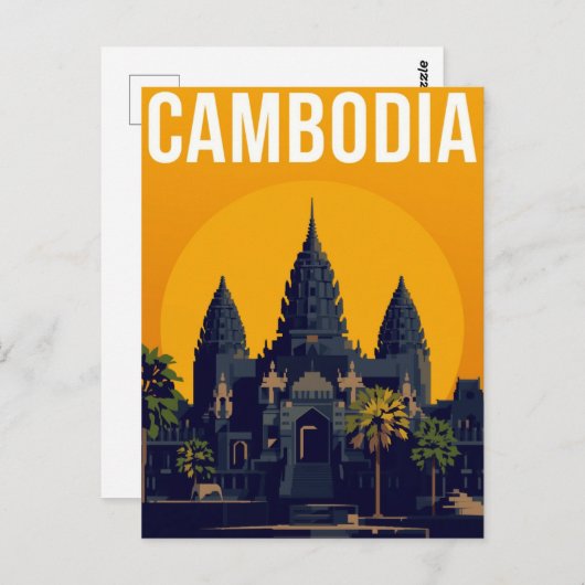 Angkor Wat Cambodia Retro Briefkaart (Voorkant / Achterkant)